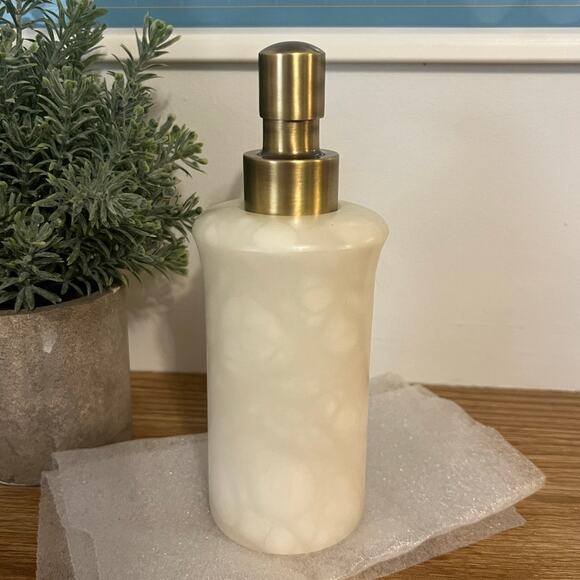 NEW Labrazel Alisa Cream Alabaster Soap Dispenser Burnished Brass Italy - Picture 3 of 12